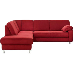 Cavadore Belfast Corner Sofa with Spring Core, Modern Design, Microfibre, Red, 243 x 88 x 218 cm