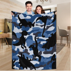 Ririx Camouflage-Dinosaurier-Überwurfdecke, Camouflage-Decke, für Bett, Couch, Sofa, Stuhl, Camping und Reisen, leichte Decke, groß (203 x 152 cm)