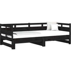 Susany Day Bed Extendable Sofa Bed Sofa Bed Upholstered Sofa Lounge Sofa Bed Frame Bed Couch Guest Bed Sofa Bed Sofa Couch Seater Sofa Fabric Sofa 80 x 200 cm (W x L), Black