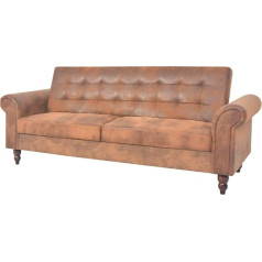 Youuihom Konferenzraum Sofa Lounge-Sofa Konferenzraum Sofa Schlafsofa mit Armlehnen Kunstleder braun Geeignet für Wohnzimmer, Schlafzimmer, Wohnung, Gästezimmer