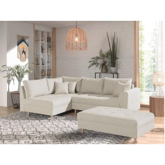 Lisa Design Rune - Corner Sofa - with Stool - 4 Seater - Scandinavian Style - Left Beige