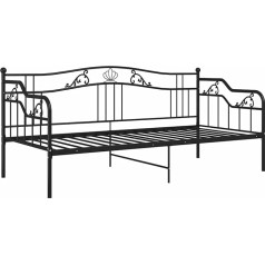 Tidyard Sofa Bed Frame Day Bed Frame Metal Bed Sofa Single Bed Guest Bed Sofa Couch Youth Bed Metal Side Bed 200 x 90 cm (L x W) Powder-Coated Metal Black