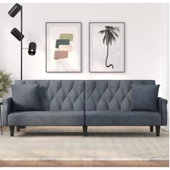 Barash Sofa Bed with Armrests Dark Grey Velvet Sofa Chair with Bed Function