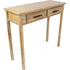 Dekoleidenschaft Natural Wooden Side Table, 90 x 34 cm, Telephone Table with 2 Drawers, Console Table, Telephone Console, Sofa Table, Wooden Table