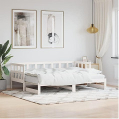 Lapooh 836211 Extendable Day Bed, White, 90 x 190 cm, Solid Pine Wood, Sofa Bed, Sofa Bed, Children's Bed, Bed Frame, Sofa Bed