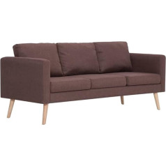 Vidaxl 3-Seater Sofa with Back Cushion Seat Cushion Design Upholstered Sofa Lounge Sofa Couch Lounge Fabric Sofa Seating Furniture Living Room Fabric Wooden Frame Brown