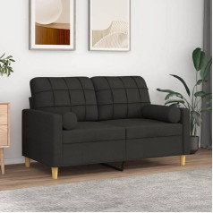 Barash 2 Seater Sofa with Decorative Cushions Black 120 cm Fabric Couch with Sleep Function