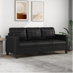 CIADAZ 3 Seater Sofa Black 180 cm Faux Leather Sofa Living Room Youth Sofa Relax Sofa Sofas & Couches Sofa for Bedroom Youth Children's Room