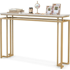 Giantex Console Table, 120 cm, Narrow Entrance Table with Marble Top and Metal Frame, Adjustable Feet and Tilt Protection, Elegant Table for Hallway, Living Room
