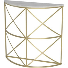 Eeshha Konsolentisch Beistelltische Halbmond-Konsolentisch, Marmor-Sofatisch, Heimbürotisch mit robustem Metallrahmen, goldener Nachttisch für kleine Räume, robust und einfach zu montieren, 80–25–80 cm Beis
