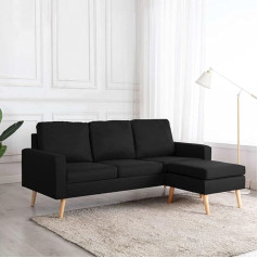 Musevane 3 Seater Sofa with Stool Black Fabric
