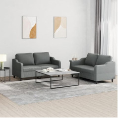 LAPOOH 2-TLG. Sofagarnitur mit Kissen Dunkelgrau Stoff, Loungesofa, Sofas & Couches, Relaxsofa, Couch für Wohnzimmer, Couch Mit Schlaffunktion - 3201803