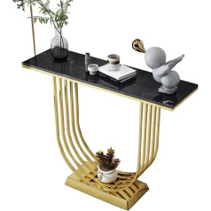 Eeshha Konsolentisch Beistelltische, Konsolen-Sofatische, Beistelltisch mit Marmor- und Metallrahmen, Computertisch, Kaffee-Snack-Konsolentische für Wohnzimmer oder Flur, Flur, 80 x 30 x 80 cm/31 x 11,8 x 3