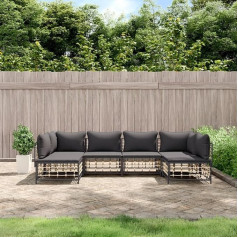 Whopbxgad Living Room Furniture Sets,Couch Sets for Living Room,Sofa Bed,6-TLG. Garten-Lounge-Set mit Kissen Anthrazit Poly Rattanmodular Sofa,modular Couch,Outdoor Patio Furniture,