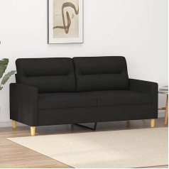Barash 2 Seater Sofa Black 140 cm Fabric Modern 2-Seater Sofa Small Couch with Armrest for Living Room / Home / Office