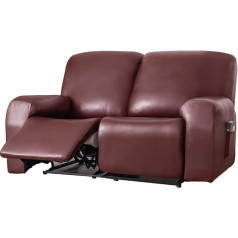 Shuojia 6-Piece Sofa Cover Set Made of Waterproof Leather, PU Deck Chair, Split Stretch Couch Slipcover, Inclined Sofa Covers for 2 Seater Sofa Slipcovers, Washable (Wine Red)