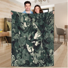 Ririx Überwurfdecke mit Camouflage-Muster, für Bett, Couch, Sofa, Stuhl, Camping und Reisen, leichte Decke, Größe L (203,4 x 152,4 cm)