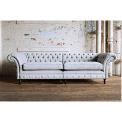 Jvmoebel XXL Big Sofa Couch Chesterfield 240 cm Cushion Sofas 4 Seater Leather Textile #E1