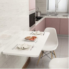 Folding Wall Table, Small Wall Table, Floating Dining Table White Wooden Computer Desk, Small Room or Room Decorating, 60x50cm