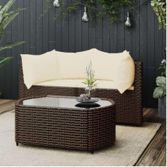 Whopbxgad Living Room Furniture Sets,Couch Sets for Living Room,Sofa Bed,3-TLG. Garten-Lounge-Set mit Kissen Braun Poly Rattanmodular Sofa,modular Couch,Outdoor Patio Furniture,