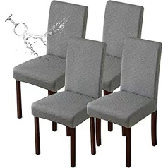 ‎Genina Genina Waterproof Chair Covers for Dining Room Chairs, Kitchen, Parsons Chair Covers (Grey, 4 Pack)
