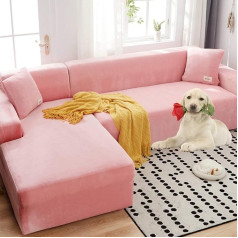 Plush Sofa Cover for 3-Cushion Couch, Velvet Sofa Throw Elastic Armchair Cover Furniture Sofa Loveseat Cover Protector