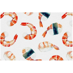 Tbouobt Stoff-Tischsets, waschbare Tischsets für Esstisch, 6er-Set,Aquarell Sushi