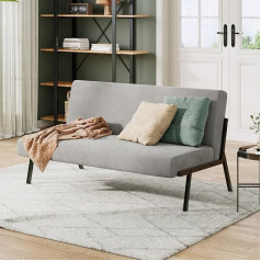 Dripex Sofa 2-Seater, Fabric Sofa Couch Modern with Metal Frame, Lounge Sofa with Backrest, Double Sofa for Living Room, Bedroom, 150 kg Load Capacity, 112 x 75 x 68 cm, Grey