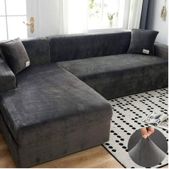Lingky Sofa Throw, Sofa Cover, Velvet Plush, Stretch Sofa Cover, Pet, Dog Couch Cover, for L-Shape Sofa, Universal, Washable, Non-Slip Sofa Protection