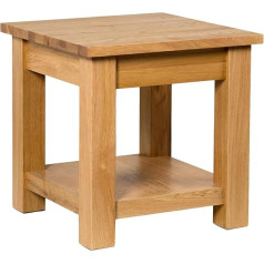Hallowood Furniture Hallowood WAV-COF450 Waverly Oak Small Coffee Table with Shelf 45cm Square for Phone Lamp/Bedside Table Light Oak M
