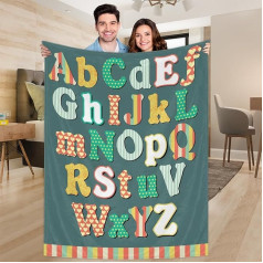 Ririx Überwurfdecke mit 26 englischen Buchstaben, für Bett, Couch, Sofa, Stuhl, Camping und Reisen, leichte Decke, groß (203,4 x 152,4 cm)
