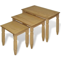 Techpo Furniture Home Tools 3-teiliges Nisttisch-Set, mexikanische Kiefer, Corona-Serie