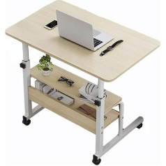 OYYMTE Tabletttisch, verstellbares Sofa, Beistellbett, tragbarer Schreibtisch, mobiler Laptopwagen mit Ablagefach, über dem Bett, Rollen, Computer (Color : Natural)