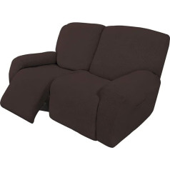 LINGKY Loveseat Stretch Sofa Slipcover Sofa Cover Furniture Protector Couch Soft with Elastic Bottom Kids Spandex Jacquard Fabric Small Checks (Chocolate) Pack of 6