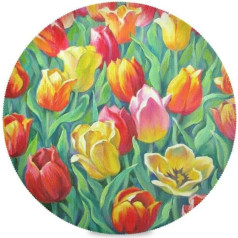 Odawa Tulip Placemat Set Heat Resistant Round Dining Table Decoration