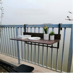 Durags Folding Balcony Table Bar Table with Hanging Railing Outdoor Adjustable Wall Mounted Bar Table Railing for Patio Garden Indoor