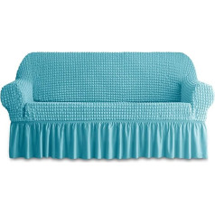 ‎Bluesurge BLUESURGE Sofa Slipcover, 1 Piece for 3 Cushions, Couch Cover with Skirt, Durable, Washable, Highly Elastic, Stretchy, Easy Fit, Universal Furniture Protection (3 Seater, Sky Blue)