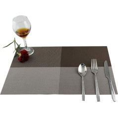 MIFANI Tischsets – Isolierte, gewebte PVC-Tischsets for die Küche, 4er-Set, schmutzabweisende, waschbare Tischsets for Küche und Esszimmer (17,7 x 11,8 Zoll, braun)