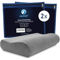 Casimum ® Cotton Cushion Cover for Neck Support Pillow with Zip Pillow Protective Cover 60 x 30 cm Grey Pack of 2