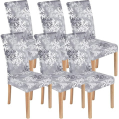 KELUINA 1/2/4/6 Pieces Xmas Stretch Printed Chair Covers for Dining Room, Christmas Chair Covers, Kitchen Chair Covers (6, Printed 12)