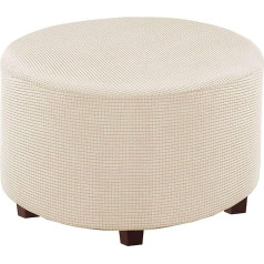 Elastic Seat Stool Round Jacquard Soft Footstool Washable Elastic Foldable Living Room Beige Large 75-82cm