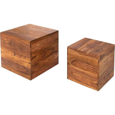 Invicta Interior Makassar Sheesham Stone Finish Coffee Tables, Set of 2