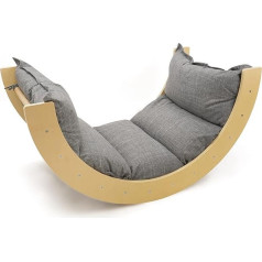509 Jungle Plus Climbing Arch, Thick Cushion, Large Climbing Arch 2-in-1 Function for Children, Rocking Chair, Wooden Rocker, Convertible Montessori Climbing Frame, Wood Colour, Colour Melange Grey