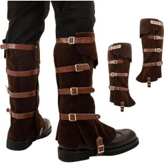 Boot Covers, Faux Leather Boot Warmers, Brown, Pirate Boot Warmers for Men and Women, Medieval Boots, Gaiters, Steampunk Accessory for Fancy Dress Costumes, Cosplay, Halloween, Knights, Warriors