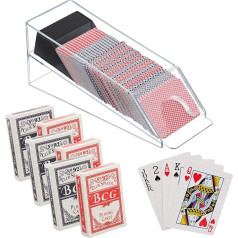 Relaxdays Card Sledge, Card Dispenser with 6 Decks, Blackjack Accessories, H x W x D: 10 x 10 x 29 cm, Transparent/Black