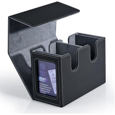 Infinity Guard Card Deck Box with 2 MTG Commander Display - Patented Design Trading Card Storage Box Holds up to 280+ Single Pocket Cards, Fits TCG CCG Magic Cards (Black)