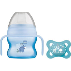 MAM Starter Cup and MAM Handles with 0+ Months Start Soother, Baby Cup for 4+ months, Baby Feeding, 1x 150 ml, Blue (Designs May Vary)