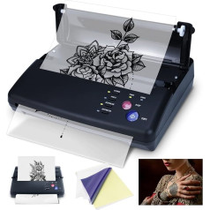 Bcetasy Tattoo Transfer Stencil Printer with 20 Transfer Paper, Thermal Copy Machine for Tattoo Transfer,Temporary and Permanent Tattoos,Black