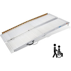 gardhom Wheelchair Ramp Foldable Wheelchair Ramp for Stairs 183 cm, 272 kg Load Capacity Non-Slip, Extra Wide 72 cm Threshold Ramp for Home Stairs Stairs Doors