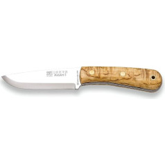 Joker - Mountaineer S CL135-P 11cm Blade Sandvik 14C28N Wavy Birch Handle Brown Leather Sheath Flint + Scraper Tool for Fishing, Hunting, Camping and Trekking